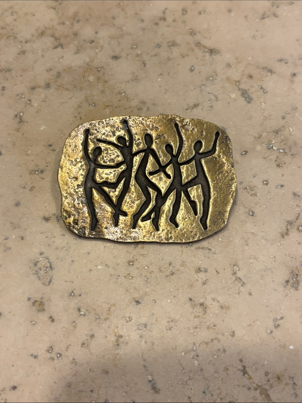 Brass Finish Dancing Figures Vintage Jonette Jewelry Brooch